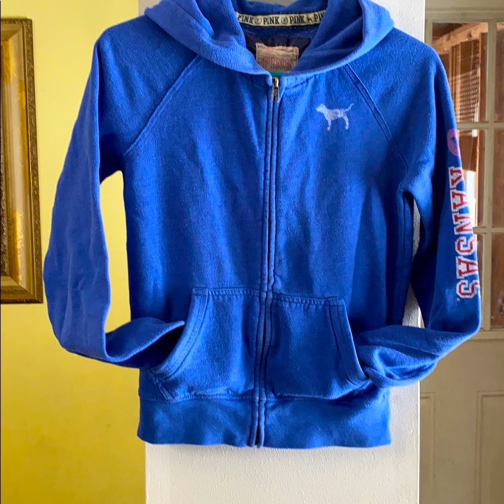 PINK-  KU zip up hoodie Sz S